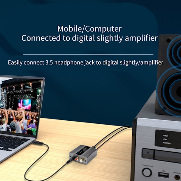 Analog til digital lydkonverter RCA til optisk + optisk kabel lydadapter