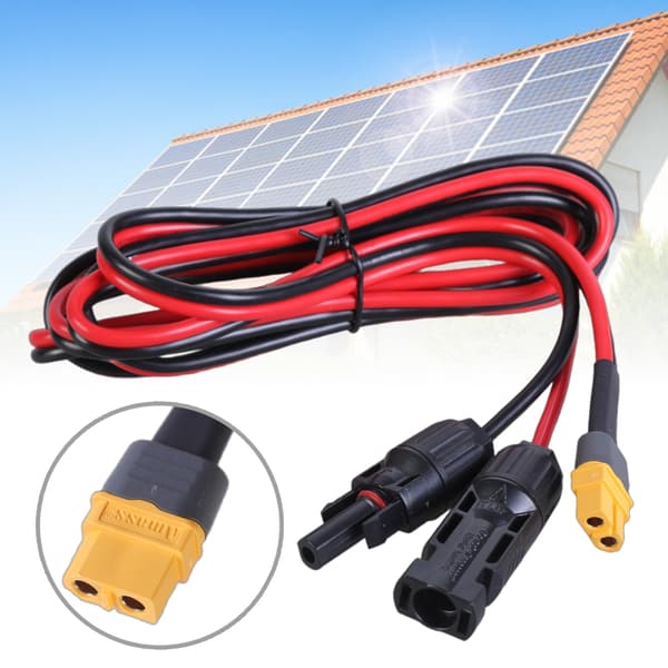 12AWG XT60 honladdningskabel för solgeneratorer och bilfällbar panel 3m
