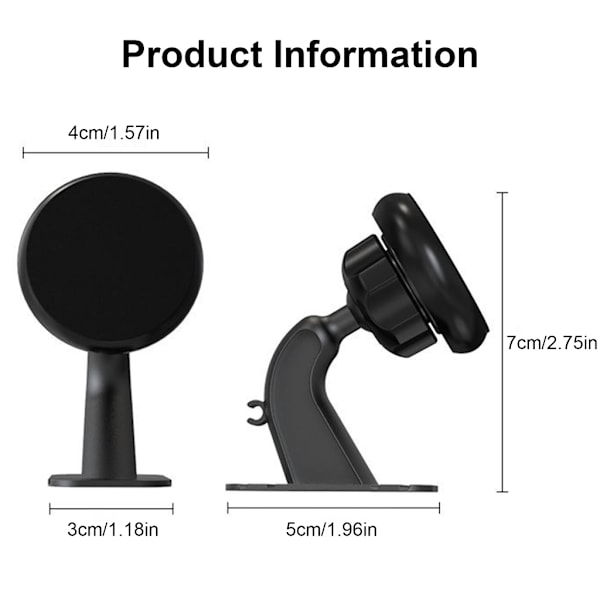 Magnetisk telefonhållare för bil med flera vinklar