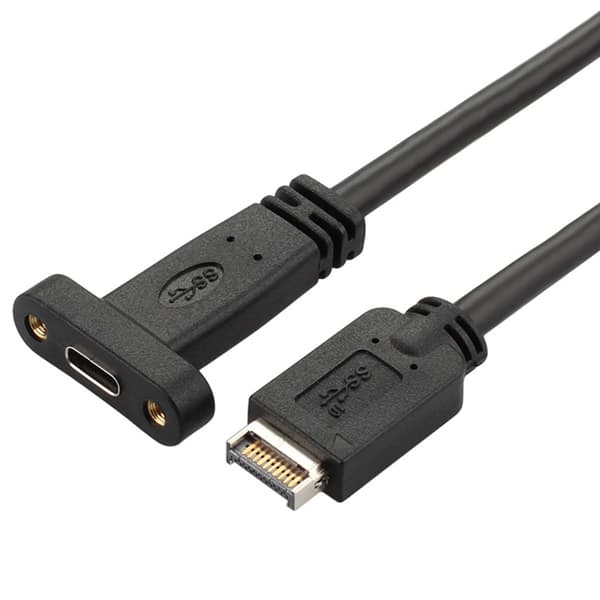 USB E hane till USB C hona panelmonteringskabel i metall 10 Gbps laddning för dator