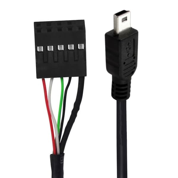 USB 2.0 Mini 5Pin uros - 9Pin naaras adapterikaapeli 2.54 USB-otsikko emolevy Mini1