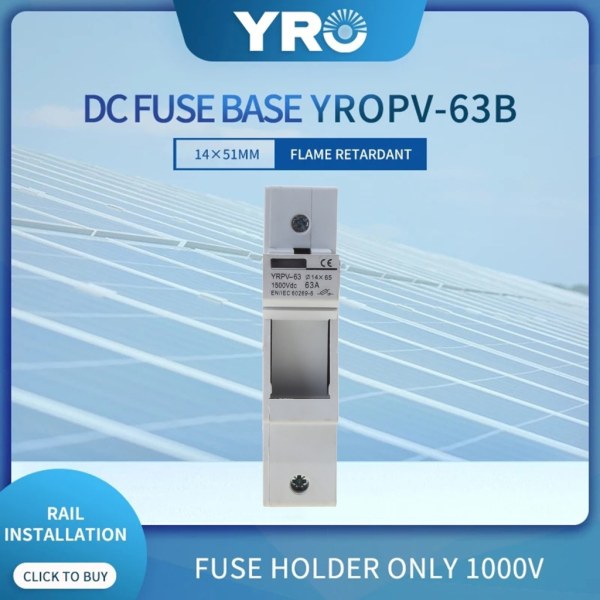 Säkringshållare 14x51mm 1000VDC Solsäkringshållare Bas DC Miniatyrströmbrytare-