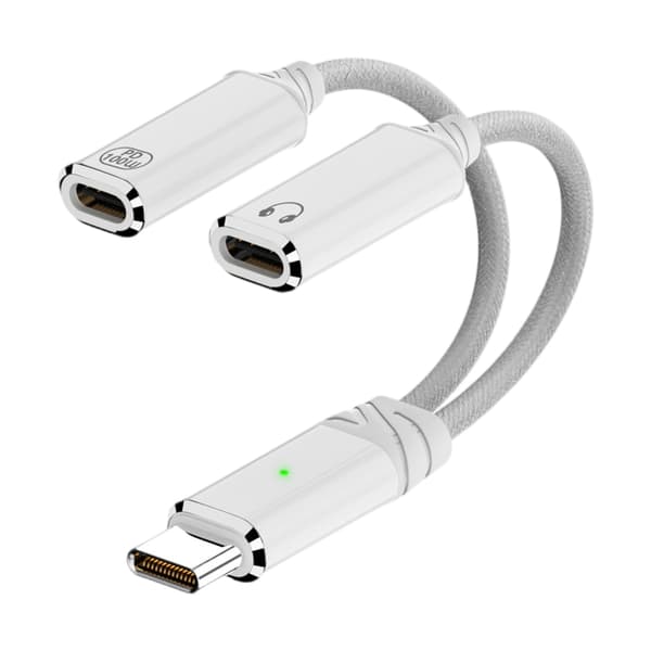 USB C OTG -kaapelin puhelinsovitin 2-in-1 Type C - USB 2.0 -sovitin 100 W:n latauksella White Type C Type C