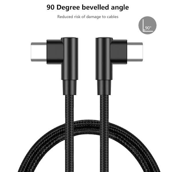 90 Graders Vinkel Typ C Kabel 40W Snabbladdning USB C Hane till Hane Sladd 30cm