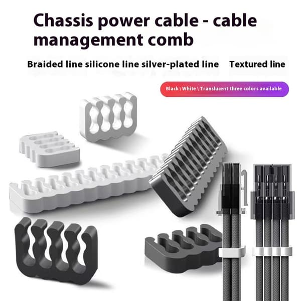 Computer Wire Combs Ledningsstyring til 1,8-2,5 mm ledninger PVC-ledningsguide med assorterede toner Black