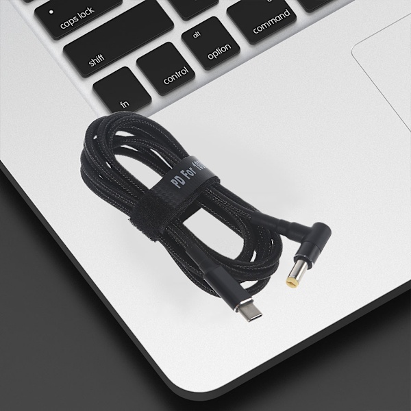 5,5 x 1,7 mm strömladdningskabel 100W PD USB typ C hane ingång till 90 grader
