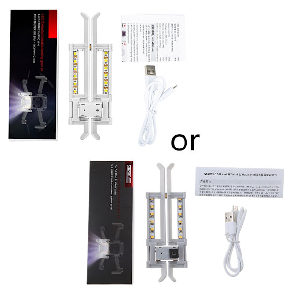 Mini 2 LED Landningsställ Vikbart Nattflyg Förlängd Skid för Mavic Mini/Mini 2