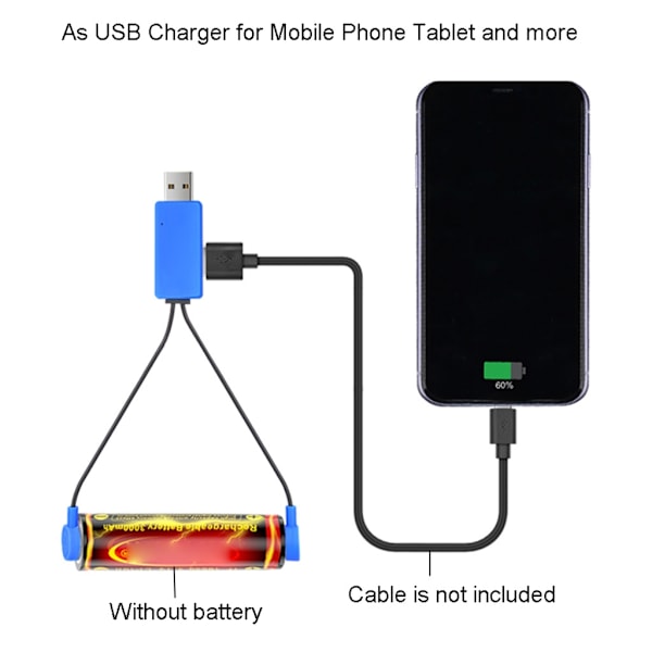Magnetisk USB-laddare för 26650 21700 20700 18650 16340 Li-ion Batteri Mobiltelefon