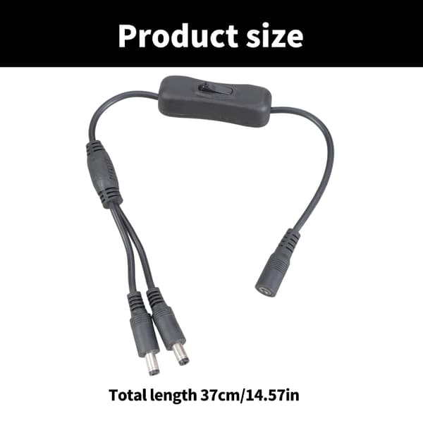 DC5521 Y Splitter Strømkabel Forlængerkabel 5,5x2,1 mm Hun til Dobbelt Han Switch White