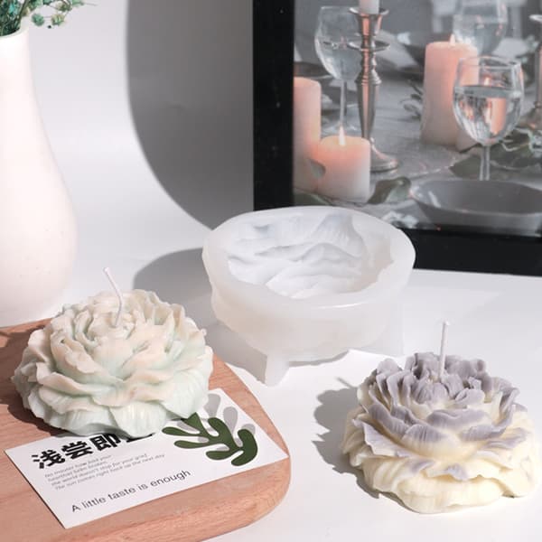 Stor Pæon Silikone Lysform Aromaterapi Gips Sæbe Harpiks Blomsterform