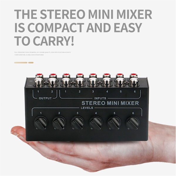 CX600 Mini Stereo 6-kanals Passiv Mixer Multi-kanals Mixer Audio Stereo Mixer