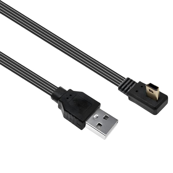 Vinkelret USB til Mini USB-kabel Silikone Fladt Kabel Egnet til Opladning 1m Bend down