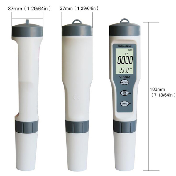 EZ9901 Digital TDS-mätare 3-i-1 TDS/PH/TEMP Testpenna för Vatten Vin Spa Pool