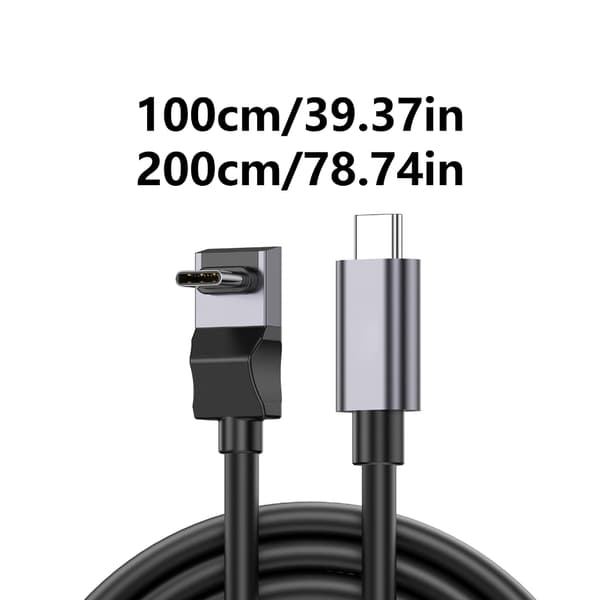 100W USB C - USB C -kaapeli 90 asteen L-muoto 10 Gbps datan synkronointi nopeaa latausta varten 1m