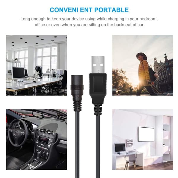 USB 5V til DC5.5x2.1mm 8 Adaptere Ladekabel Med Strømbryter USB DC5V