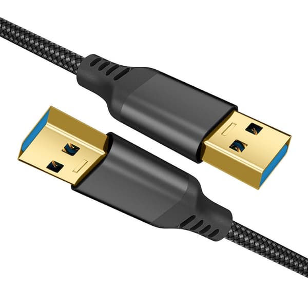 USB 3.0 Han til Han Flettet Datakabel Hurtig Hastighed 5Gbps Transmission til Ventilator Grey 1m