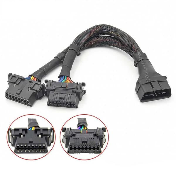 Forlengelseskabel OBDII Forlengelse Y Flat Splitter Ledningsadapter