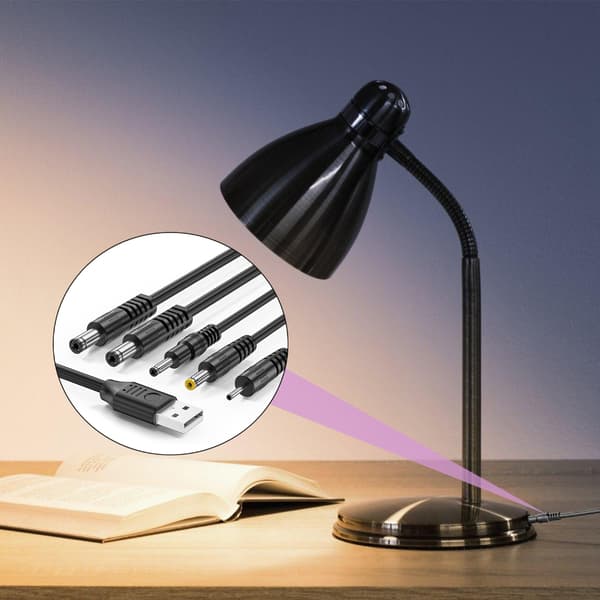 MultiLength USB til DC5V ladekabel for bærbare enheter 5V3A ladekabel 1.5m - 2.5x0.7mm