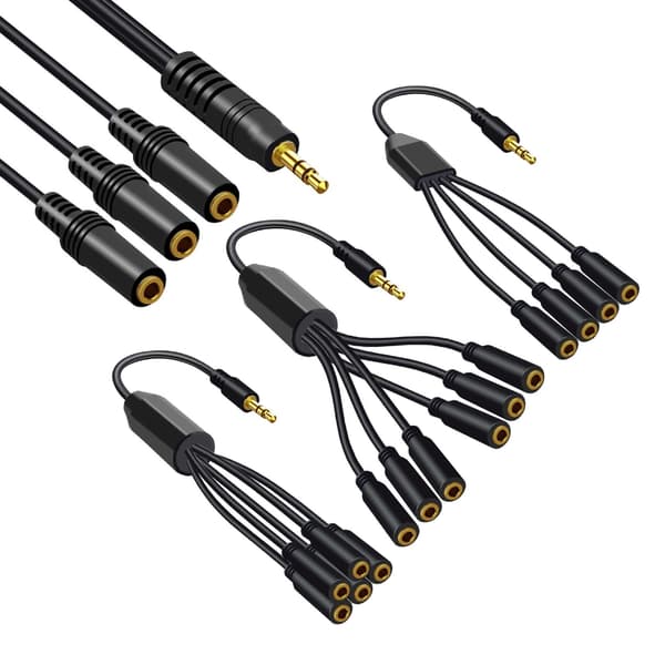 3/4/5/6 Vejs 3,5 mm AUX-kabel 1 Han til flere Hun-stik Forlængerledning null - One for four