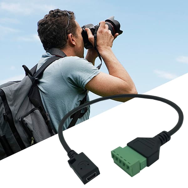 Mini USB 5-pin til 5-pin skruterminaladapterkabel, holdbar ABS- og metallkonstruksjon null - A