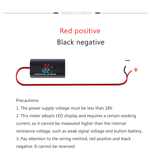 Vattentät för DC 12V Voltmeter Termometer 0,28 tum Dual Display för Bil Motorc