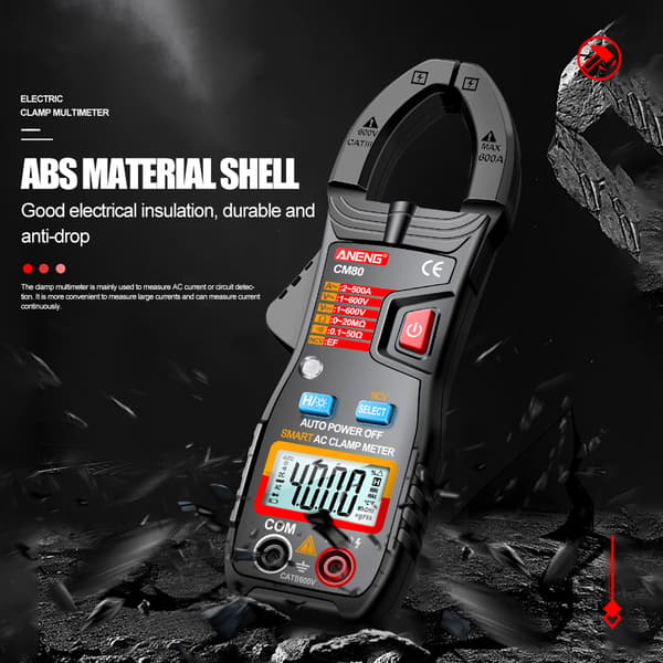 Profesjonell digital strømtang AC strøm 600V AC/for DC volt digitalt multimeter Black