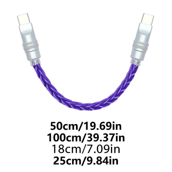 Snabb Typ C Flätad Datakabel med Åtta-Kärnig Silverpläterad Koppar Red 15CM