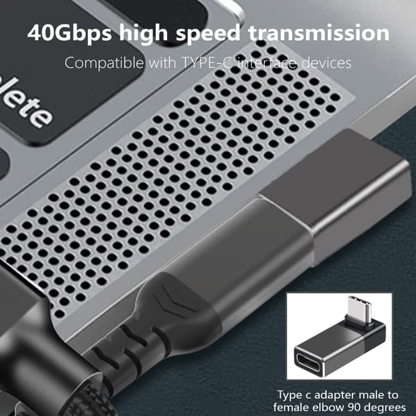 USB 4.0 40Gbps 240W Hurtig USB C Oplader Han til Hun Adaptere til Bærbare Computere Grey