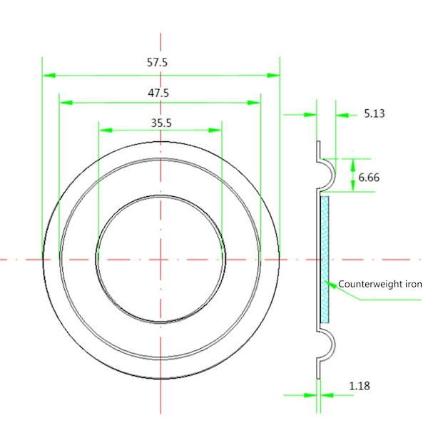 2 st 57 mm Radiators Högtalare Bas Membran Högtalarsystem Högtalare Gummi