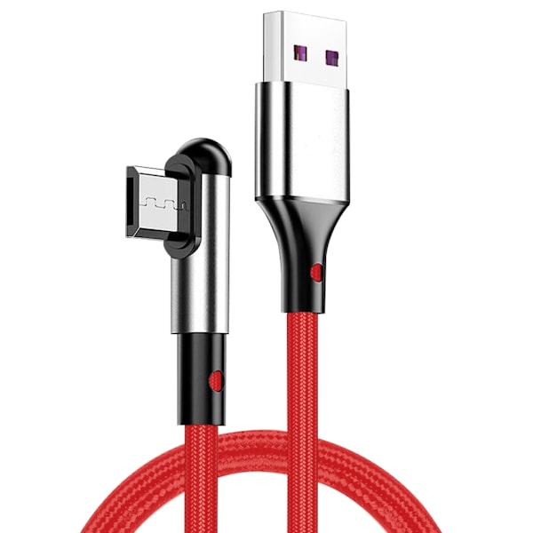 Vinklad Datakabel USB Hane till Micro USB Hane Nylonflätad Laddningskabel för Telefoner Red