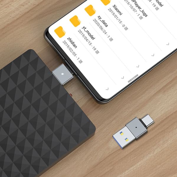 Metall USB Hane till USB C Hane Adapter för Snabb Dataöverföring och Laddning null - Square with light GY