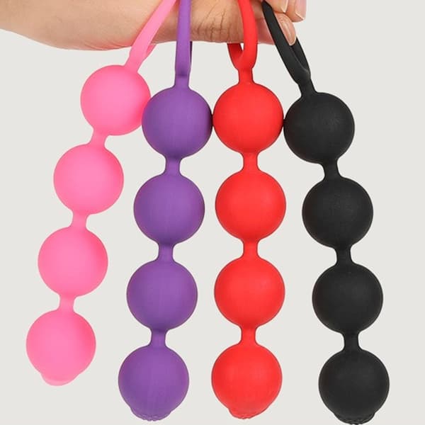Anusperler Silikone Anuskæde med sikre trækringe Anus Butt Plug til mænd Pink