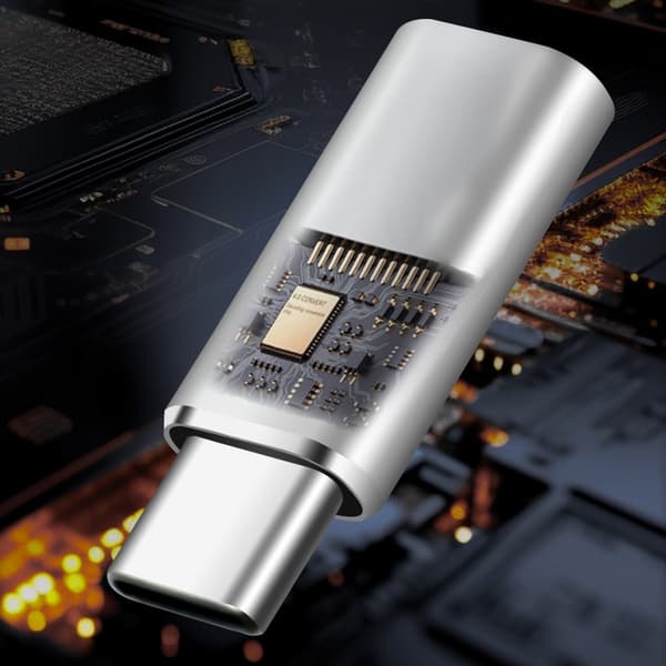 8Pin til USB C 27W Hurtiglading og Datasynkroniseringsadapter for Phone 15/16 Plus S24 Silver