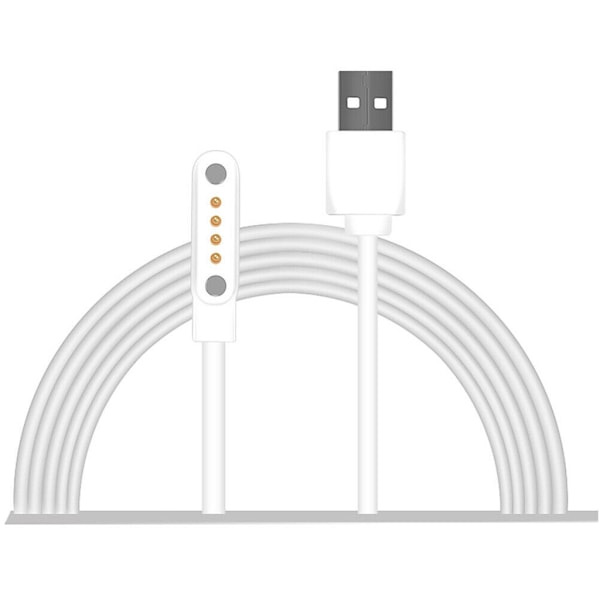 USB Laddningskabelhållare Laddningsdocka Fäste Vagga Universell för Smart Klocka Laddningskabel 4 Pin Magnetisk Laddning White