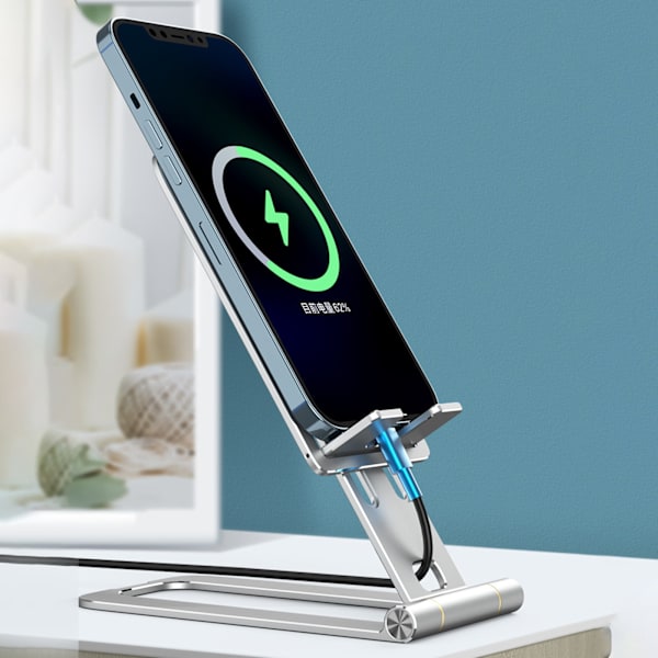 Aluminiumlegering Telefonhållare Stativ Frigör Händerna När Du Lagar Mat Arbetar Spelar Spel Present till Familj Vänner Barn Hopvikbar Black