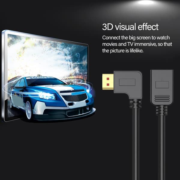 Snabb HDTV-videokabel hane till hona förlängningskabel stöder 4K60hz 2K 50cm down bend
