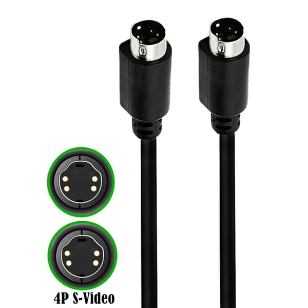 Mini Din 4 Pin Han til Han S-Video Kabel Stikledning til Videokameraer Bærbare Computere 0.5m - Double bend