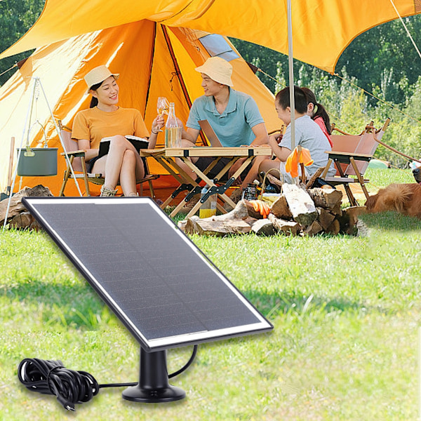 Solpanel för övervakningskamera, 6W Solpanel Typ-C, Kamera Solpanel för uppladdningsbart batterikamera White