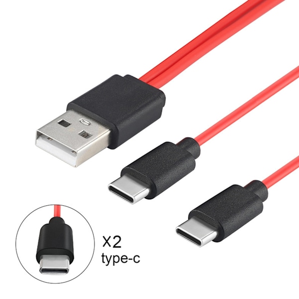USB A till Dubbel USB C Telefonladdningskabel Typ-C Kabel Utmärkt Hållbarhet