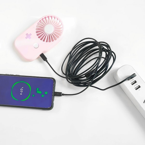 Bärbar USB till Micro USB Laddningskabel Datakabel 2-i-1 Design för Bekväm Laddning Black