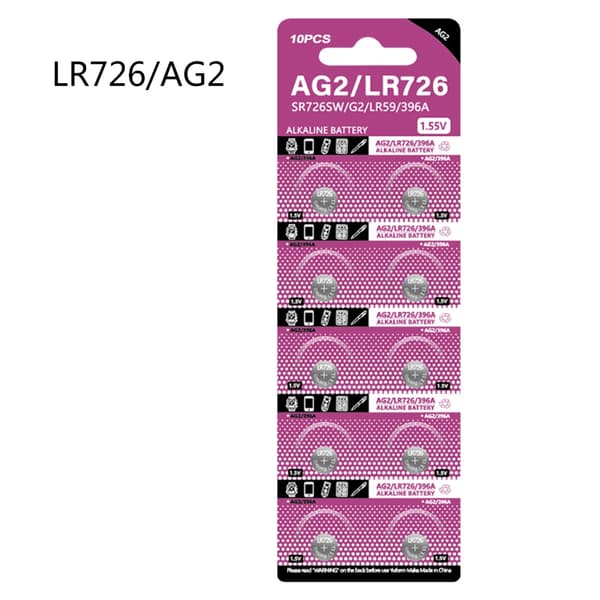 10 stk./sæt AG2 LR726 Knapbatterier 1,5V Kapacitet til Digitalkamera og Mere