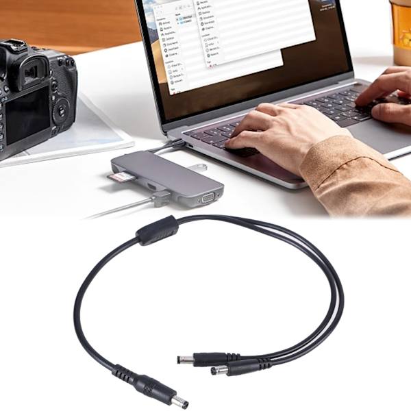 CCTV Strömdelare Kabel DC5.5x2.1mm 1 Han till 2 Han Delare Kabel 2 Vägs Strömkabel Y-Delare för LED-Ljus