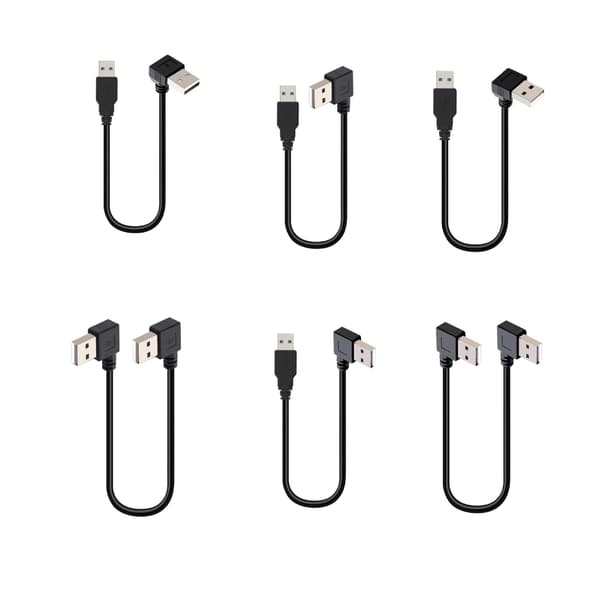 Bøybar kabel 25 cm skjøteledning plasttekstur for datasynkronisering og lading null - Double left bend