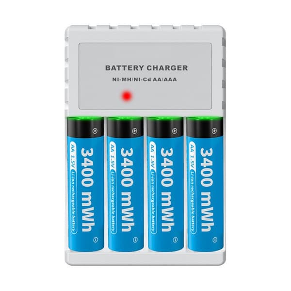 Intelligent MultiSlot Batterioplader til AA 3A Batterier Opladningshubs 4 charging slots