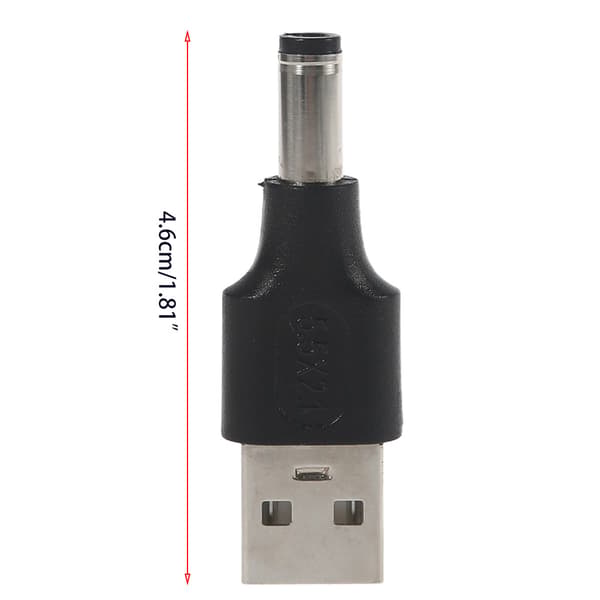 USB-DC-sovitin USB 2.0 A Naaras/Uros - DC 5.5x2.1mm Naaras/Uros Liitin