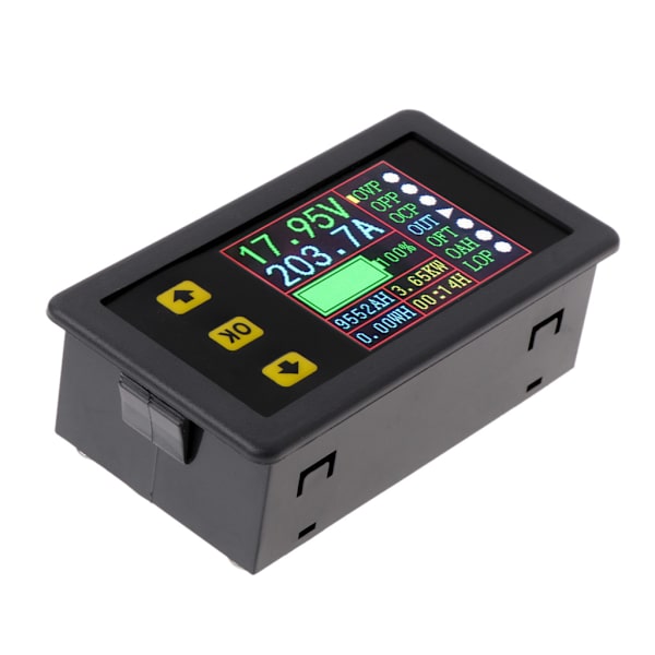 0-90V 20A Voltmeter Amperemeter Ström Amperage Effekt Watt Kapacitet för Tidmätare