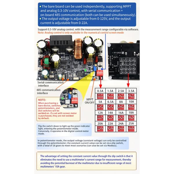 Precisionsjusterbar likströmsmodul, 125V/2000W, konstanta spänningar och ström för elektroniska projekt null - Complete set