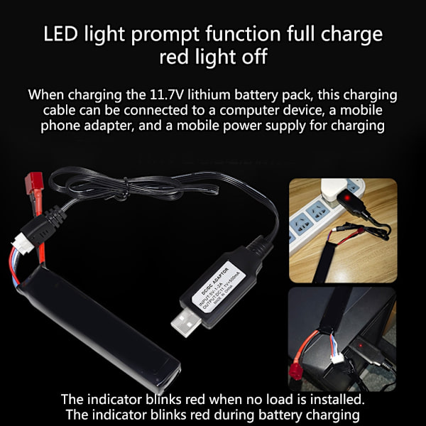 11.1V 500mAh Lipo Litiumbatteriladdare för Fjärrstyrda Leksaksrobotbilar, Båtar