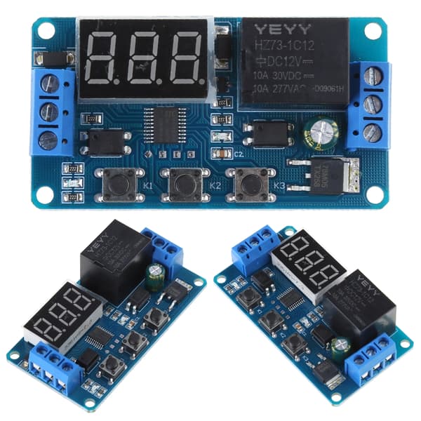 LED Hemautomation Fördröjningstimer Kontrollbrytare Relämodul Digital display 12V