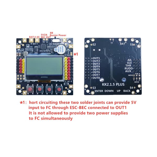 KK2.1.5 PLUS KK2 Flight Control Board Understøtter Forskellige Flykonfigurationer